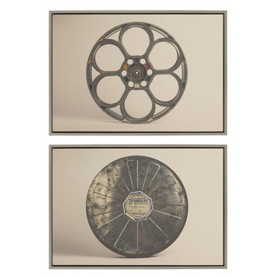 Sylvie Movie Tin and Movie Reel Sepia Framed Canvas Art Set by Saint and Sailor Studios