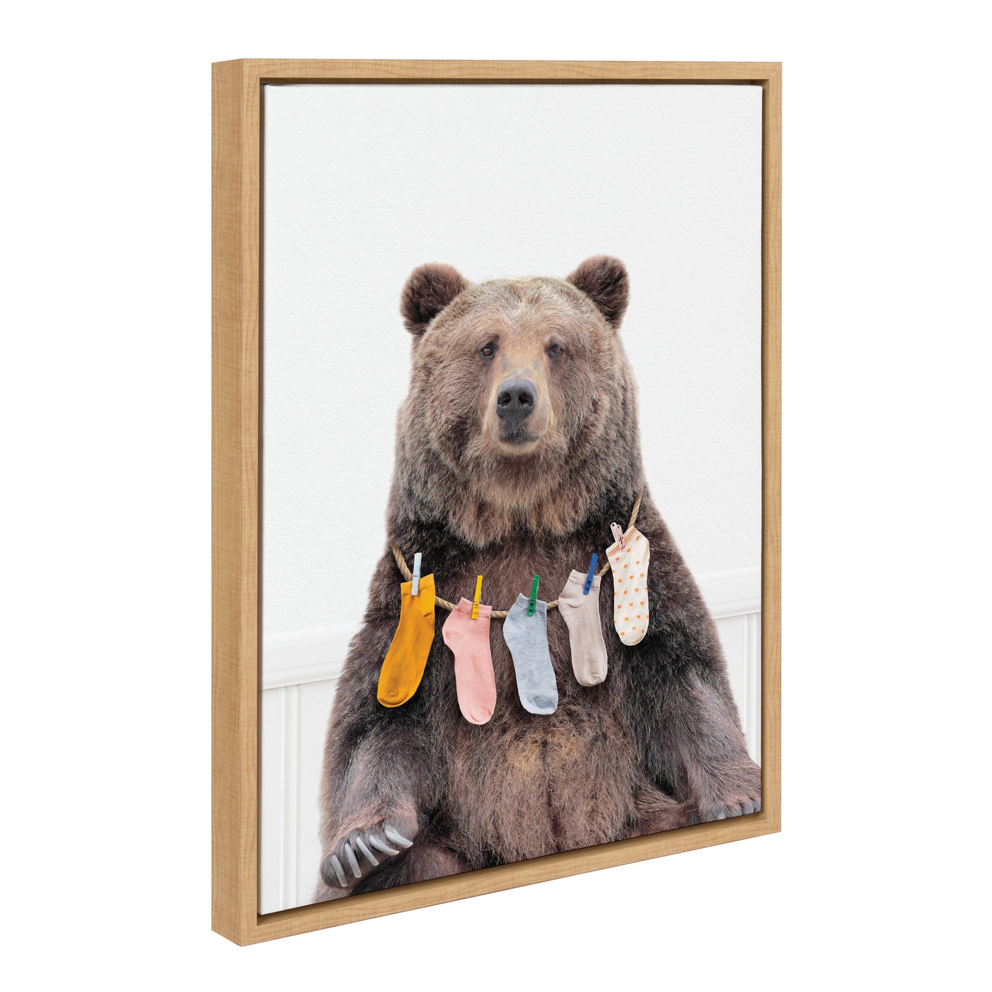Sylvie Lost Socks Bear Framed Canvas by kateandlaurel - main product image for Resin Society