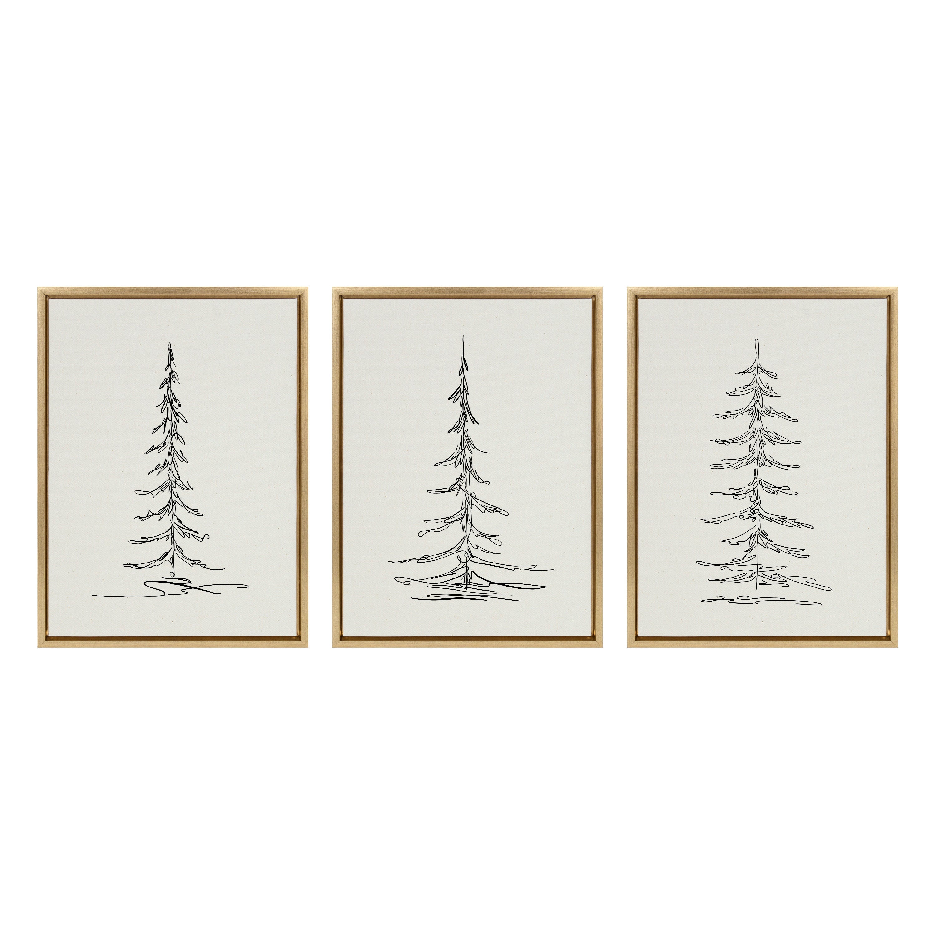 Sylvie Minimalist Evergreen Trees Framed Canvas Set by The Creative by kateandlaurel - product image 7 for Resin Society