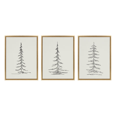 Sylvie Minimalist Evergreen Trees Framed Canvas Set by The Creative by kateandlaurel - product image 7 for Resin Society