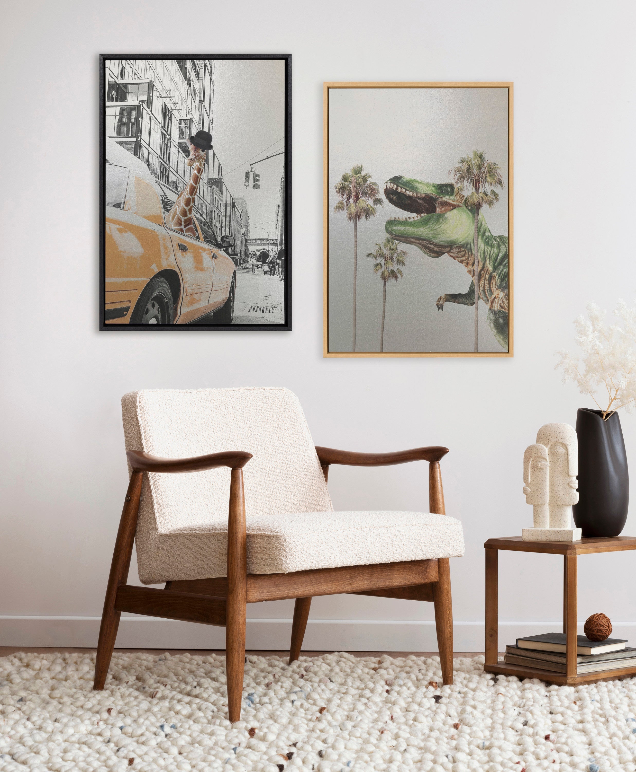 Sylvie Dinosaur Framed Canvas by July Art Prints