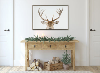 Sylvie Stag Peekaboo Framed Canvas by Amy Peterson Art Studio