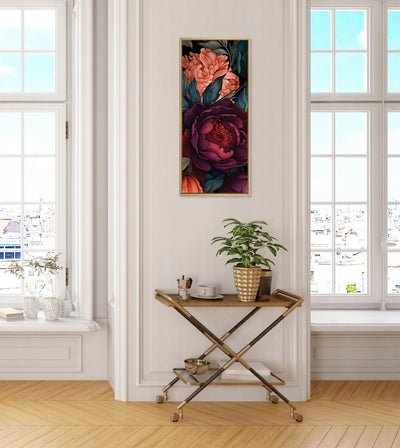 Sylvie Dark Academia Floral in Rich Jewel Tones Framed Canvas by The Creative Bunch Studio