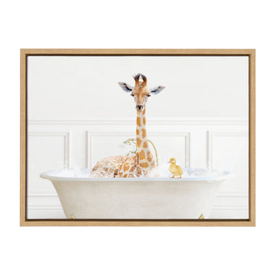 Sylvie Giraffe In Bubble Bath Neutral Style Framed Canvas by kateandlaurel - product image 8 for Resin Society