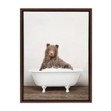 Sylvie Bear Rustic Bubble Bath Framed Canvas by kateandlaurel - product image 2 for Resin Society