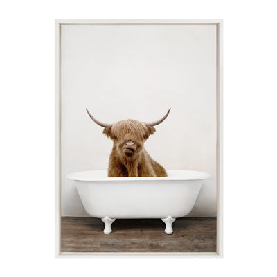 Sylvie Highland Cow in Tub Color Framed Canvas by kateandlaurel - product image 2 for Resin Society