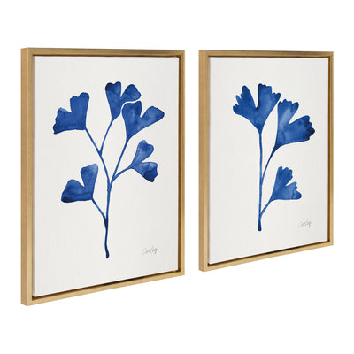 Sylvie Navy Ginkgo and Navy Ginkgo Trio Framed Canvas by kateandlaurel - product image 11 for Resin Society