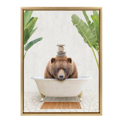 Sylvie Big Bear Bali Bath Framed Canvas by kateandlaurel - product image 2 for Resin Society
