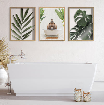 Sylvie Big Bear Bali Bath Framed Canvas by kateandlaurel - product image 11 for Resin Society