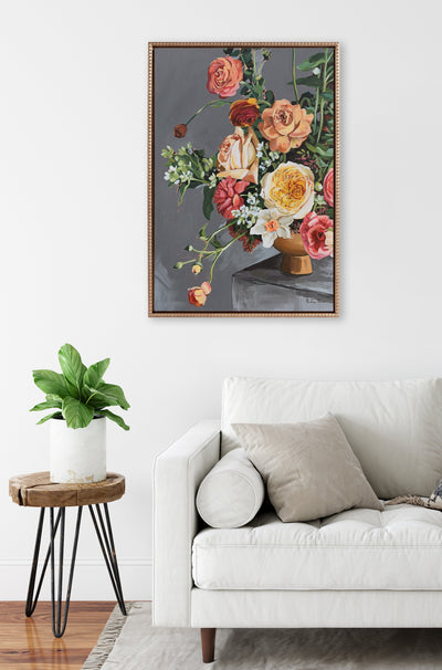 Sylvie Beaded Floral Emergence Framed Canvas by Mackenzie Nelson