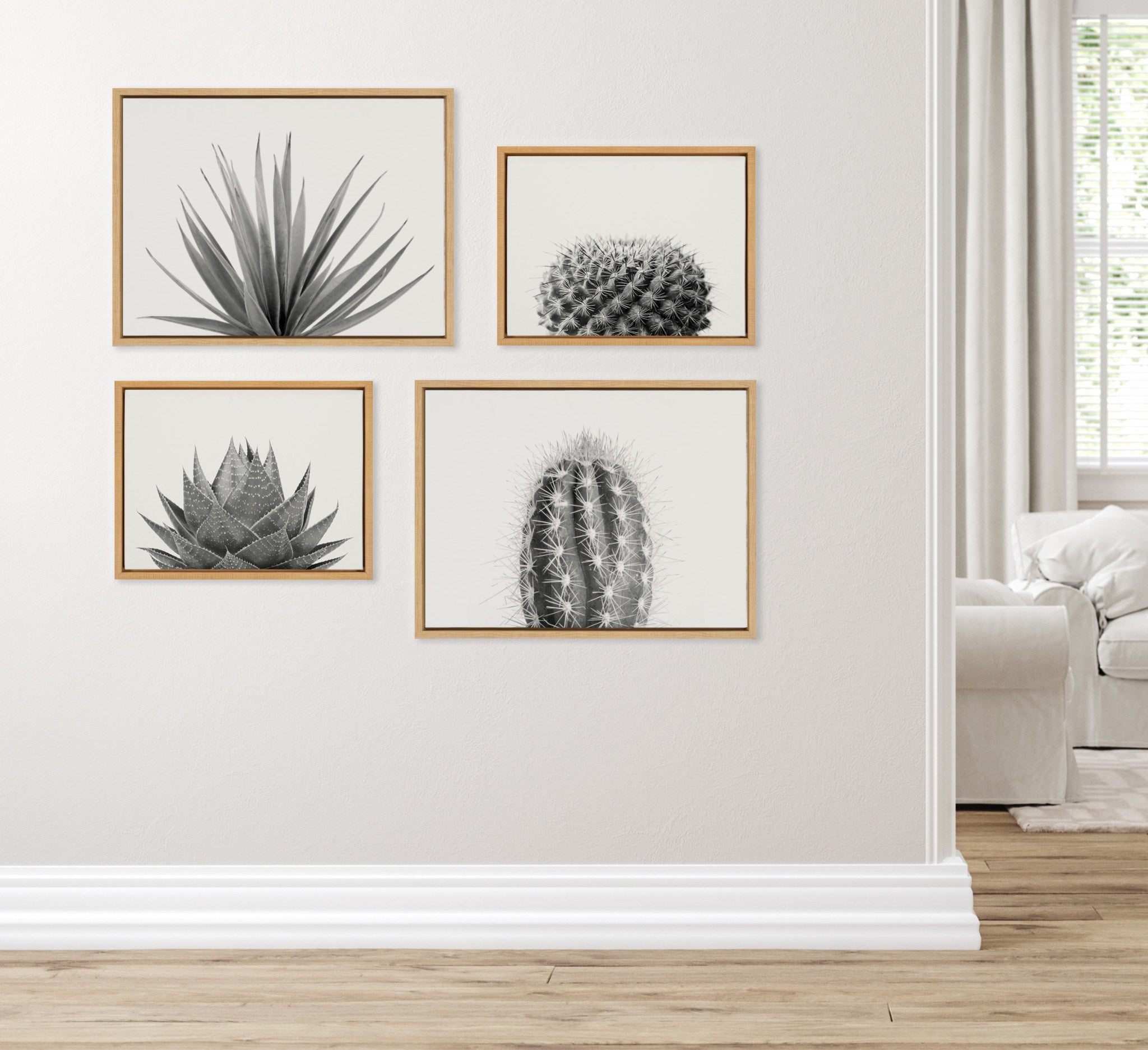 Sylvie Haze Aloe Succulent, Cactus Tall, Cactus Short and Agave Succulent Framed Canvas Art Set
