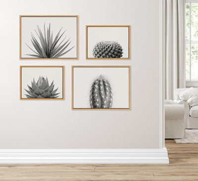 Sylvie Haze Aloe Succulent, Cactus Tall, Cactus Short and Agave Succulent Framed Canvas Art Set