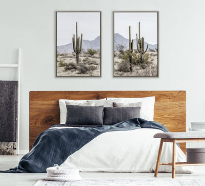 Sylvie Tall Saguaro Cacti Desert Mountain 1 and 2 Framed Canvas by kateandlaurel - product image 5 for Resin Society