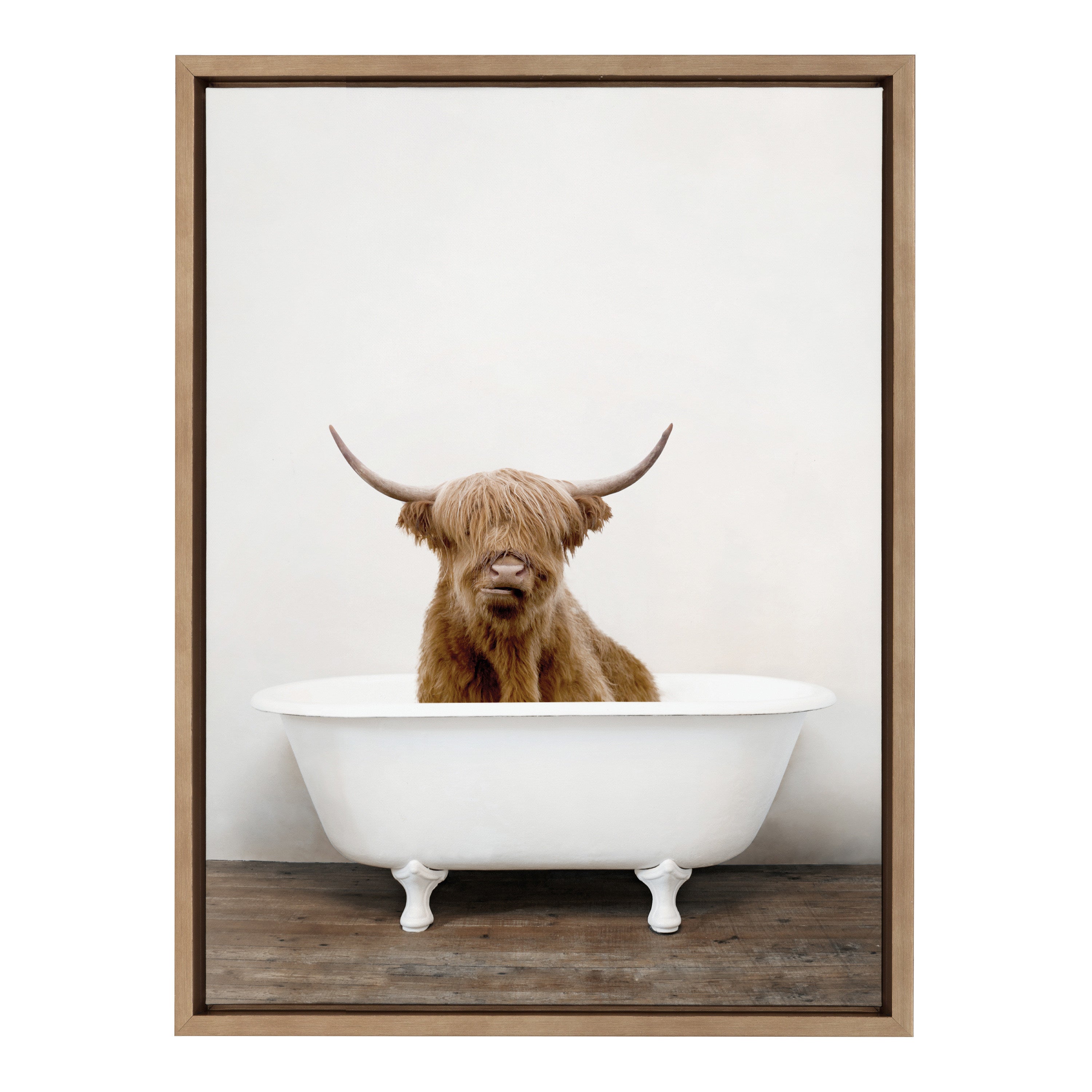 Sylvie Highland Cow in Tub Color Framed Canvas