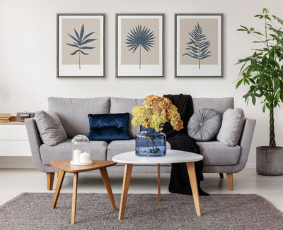 Sylvie Muted Tan and Blue Colorblock Botanical Fern Framed Canvas by kateandlaurel - product image 17 for Resin Society