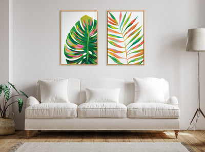 Sylvie EV Monstera and EV Palma No 2 Framed Canvas Art Set by Jessi Raulet of Ettavee