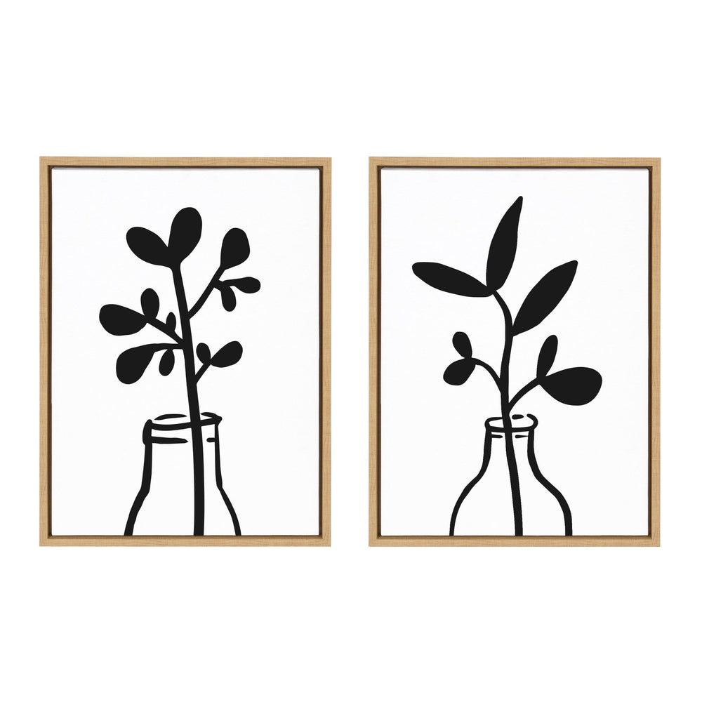 Sylvie Modern Botanical Framed Canvas Set by The Creative Bunch Studio by kateandlaurel - main product image for Resin Society