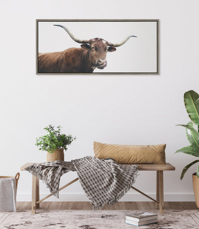 Sylvie Texas Longhorn Cow Lick Framed Canvas by kateandlaurel - product image 4 for Resin Society