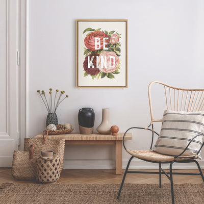 Sylvie Vintage Flowers Be Kind Framed Canvas by The Creative Bunch by kateandlaurel - product image 7 for Resin Society