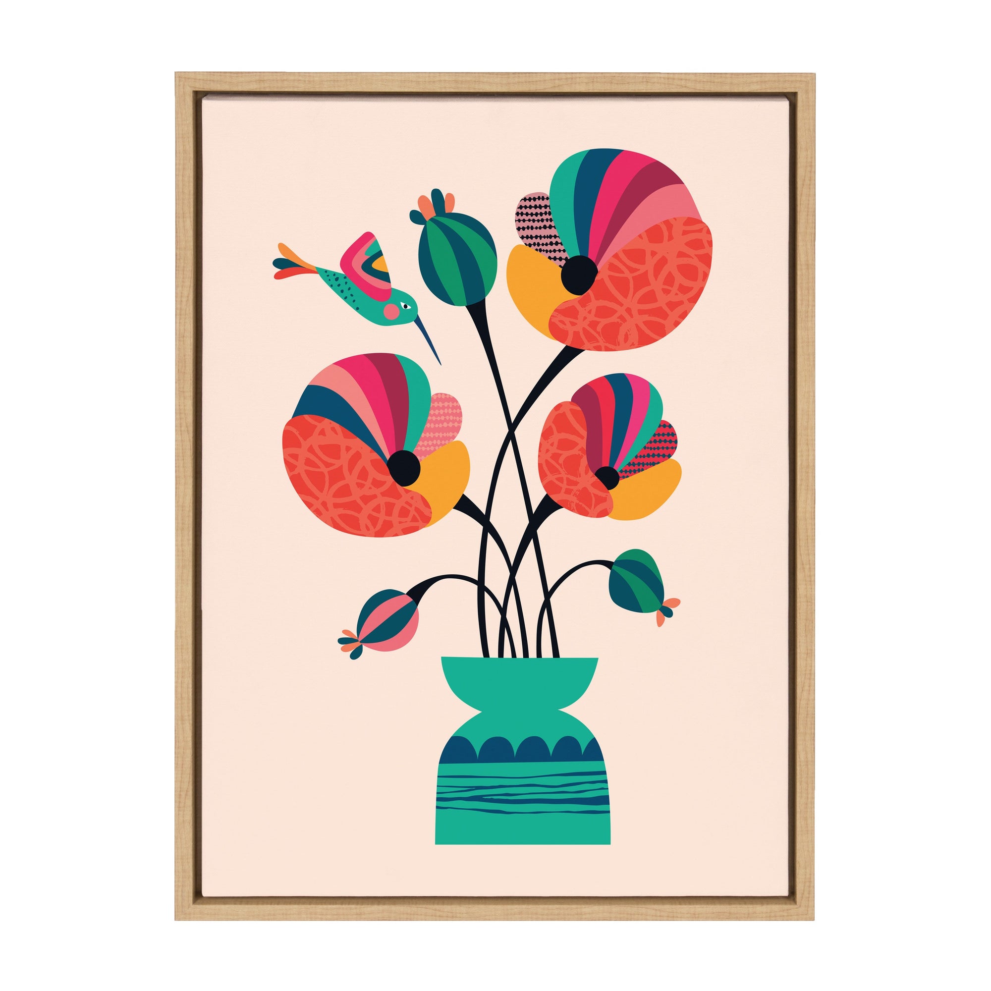 Sylvie Mid Century Modern Poppies Framed Canvas by kateandlaurel - product image 10 for Resin Society