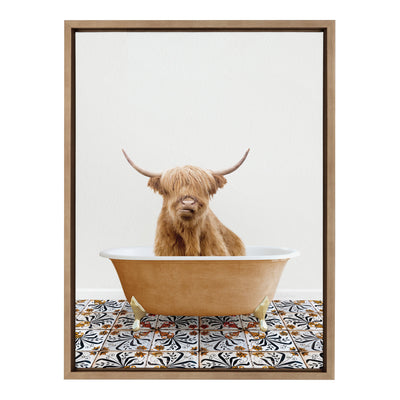 Sylvie Highland Cow In Mediterranean Bath Framed Canvas by kateandlaurel - product image 2 for Resin Society