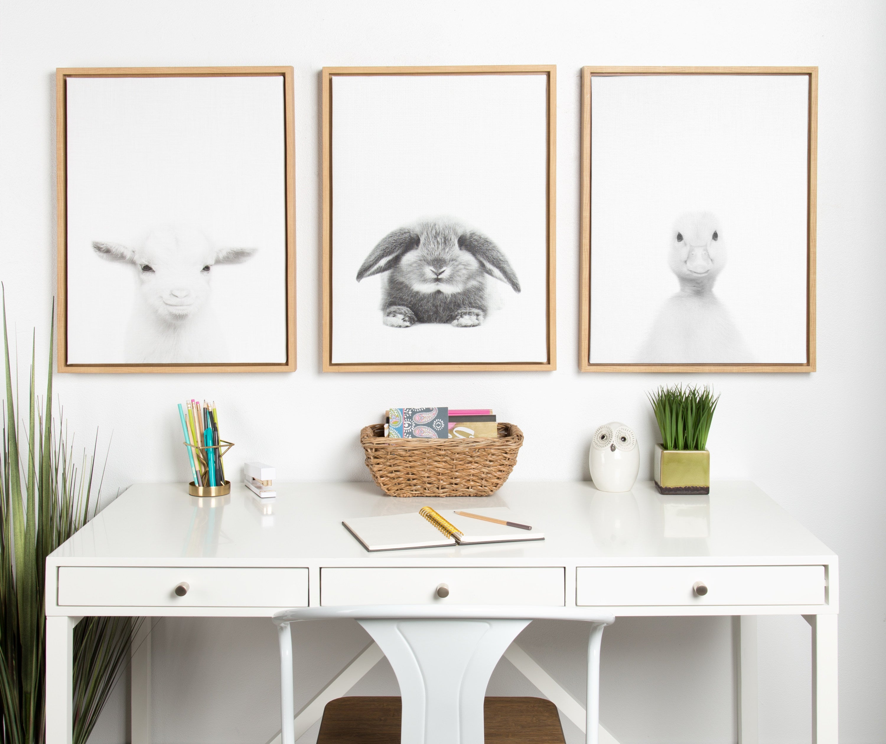 Sylvie Baby Goat Framed Canvas by Simon Te Tai by kateandlaurel - product image 18 for Resin Society