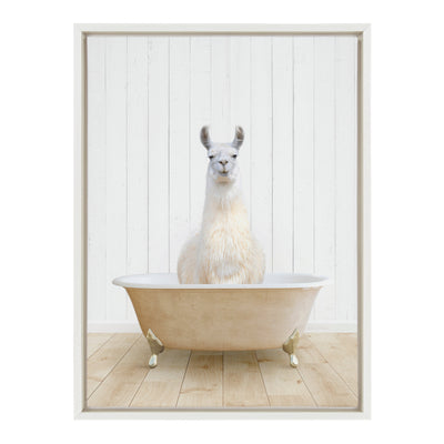 Sylvie Llama Farmhouse Bath Framed Canvas by kateandlaurel - product image 2 for Resin Society