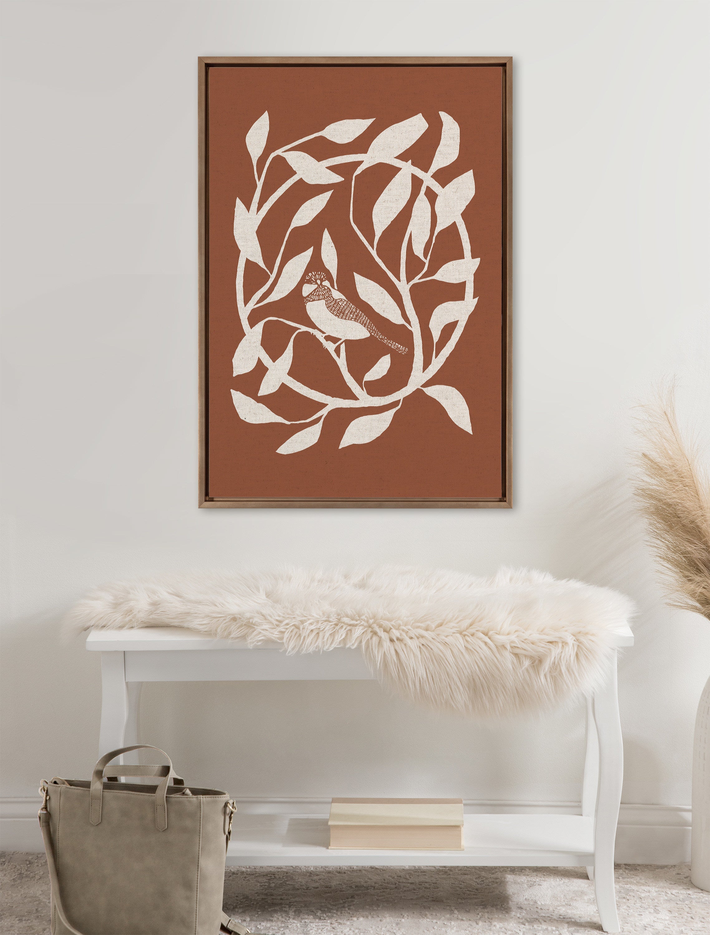 Sylvie HB Bird Branch Wreath Framed Canvas by Hannah Beisang