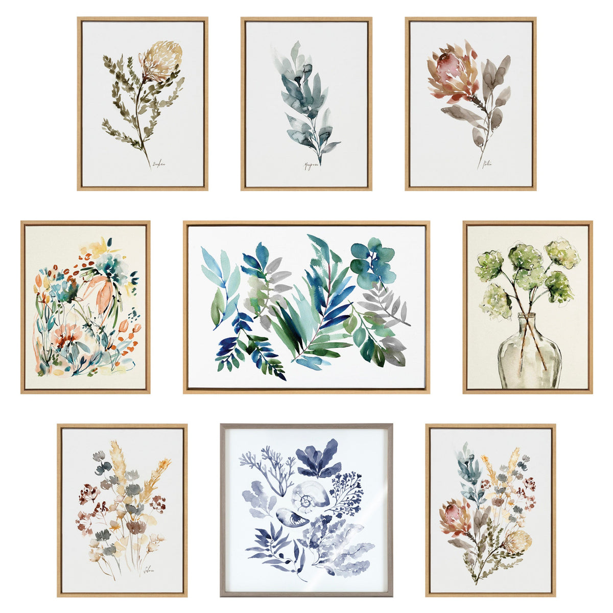 Sylvie Botanical Fern Indigo Framed Canvas by kateandlaurel - product image 4 for Resin Society
