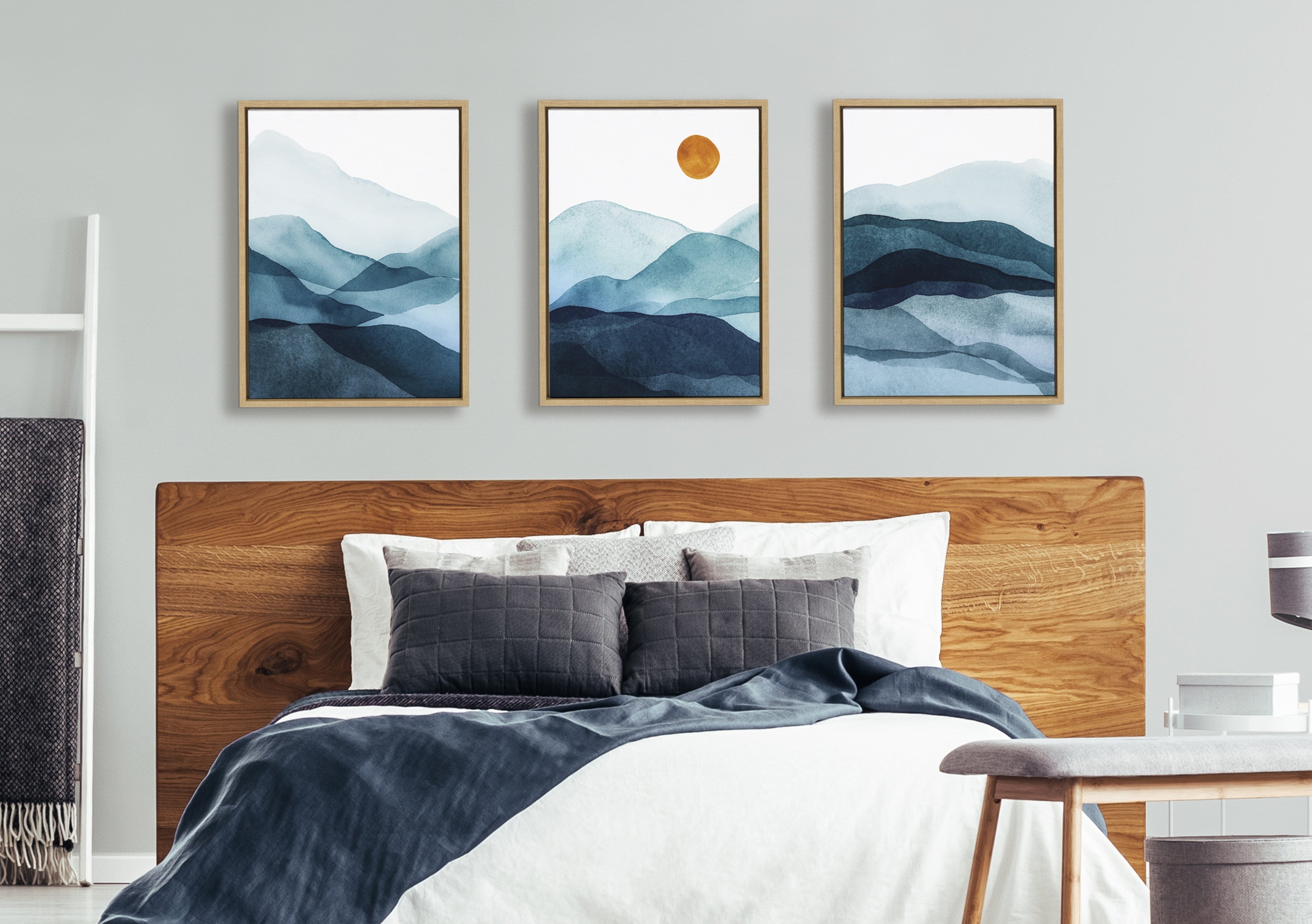 Sylvie Blue Mountain Range Framed Canvas Set by kateandlaurel - product image 17 for Resin Society