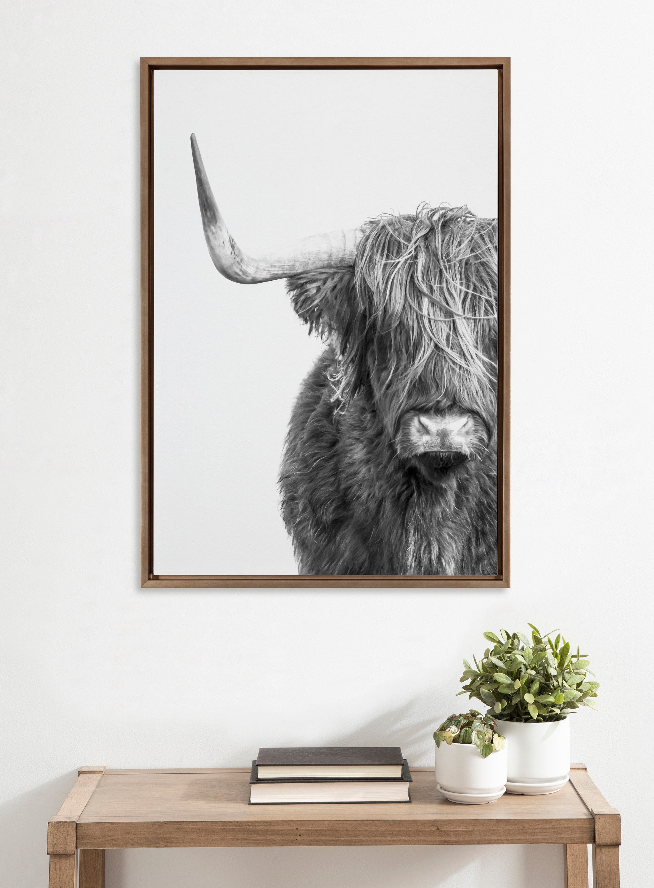 Sylvie B&W Highland Cow No. 1 Framed Canvas by Amy Peterson Art Studio