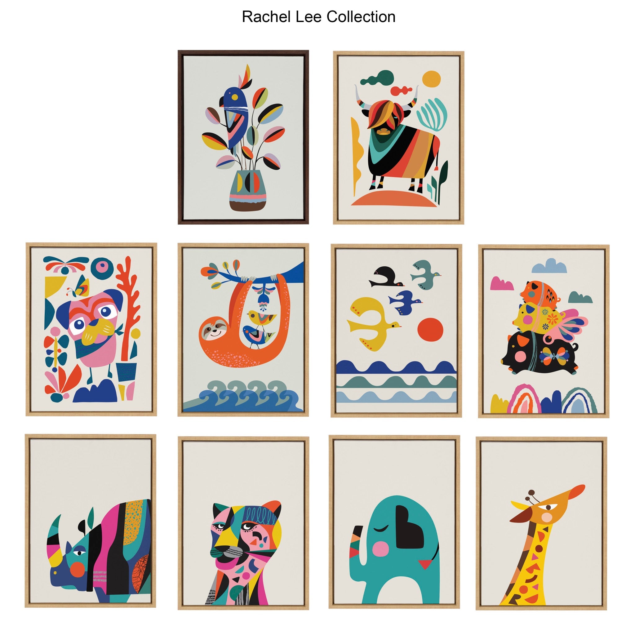 Sylvie Mid Century Modern Baby Giraffe Framed Canvas by kateandlaurel - product image 6 for Resin Society