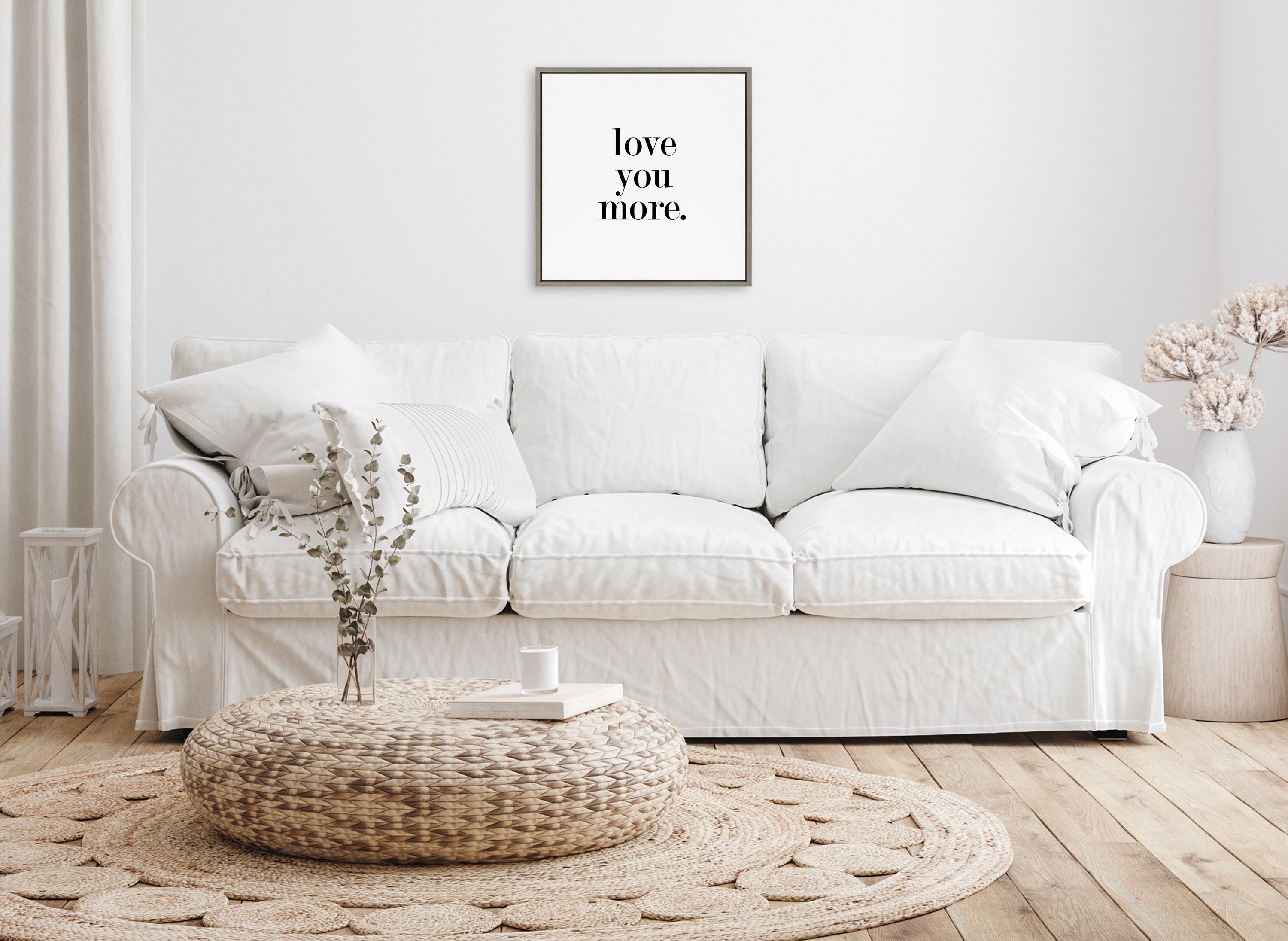 Sylvie Love You More Flinen Framed Canvas by Maggie Price of Hunt and Gather Goods