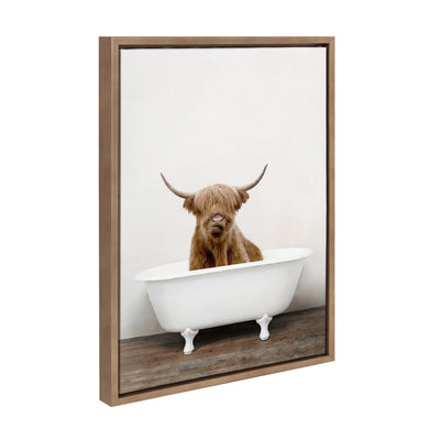 Sylvie Highland Cow in Tub Color Framed Canvas