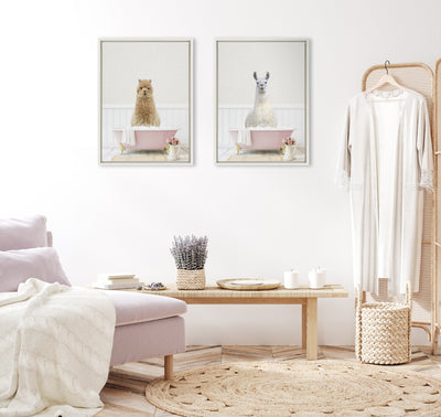 Sylvie Alpaca in Cottage Rose Bath Framed Canvas by kateandlaurel - product image 11 for Resin Society