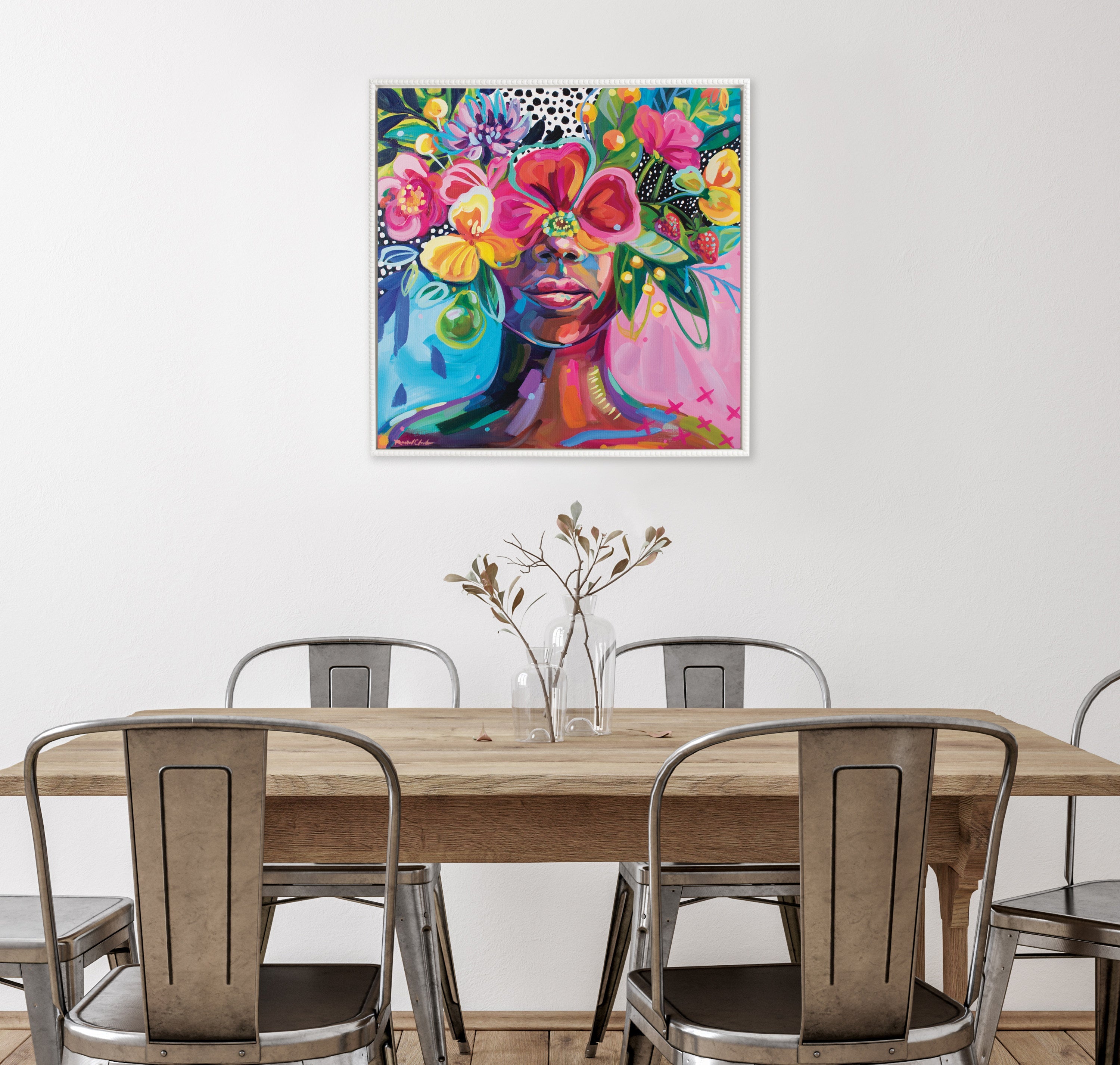 Sylvie Beaded She Was A Curious Mind Framed Canvas by Rachel Christopoulos