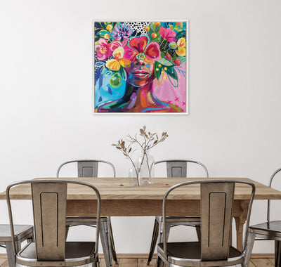 Sylvie Beaded She Was A Curious Mind Framed Canvas by Rachel Christopoulos