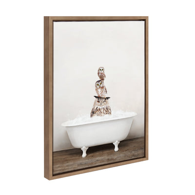 Sylvie Stacked Owls in Rustic Bath Framed Canvas by kateandlaurel - product image 7 for Resin Society