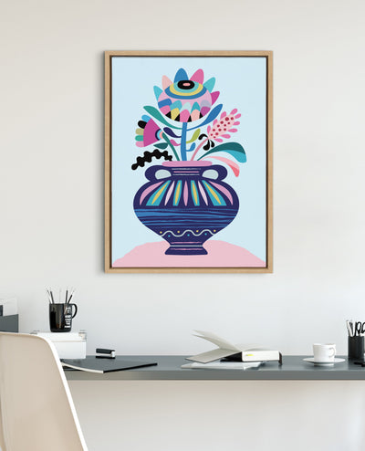 Sylvie Mid Century Modern Whimsical Floral Framed Canvas by kateandlaurel - product image 18 for Resin Society