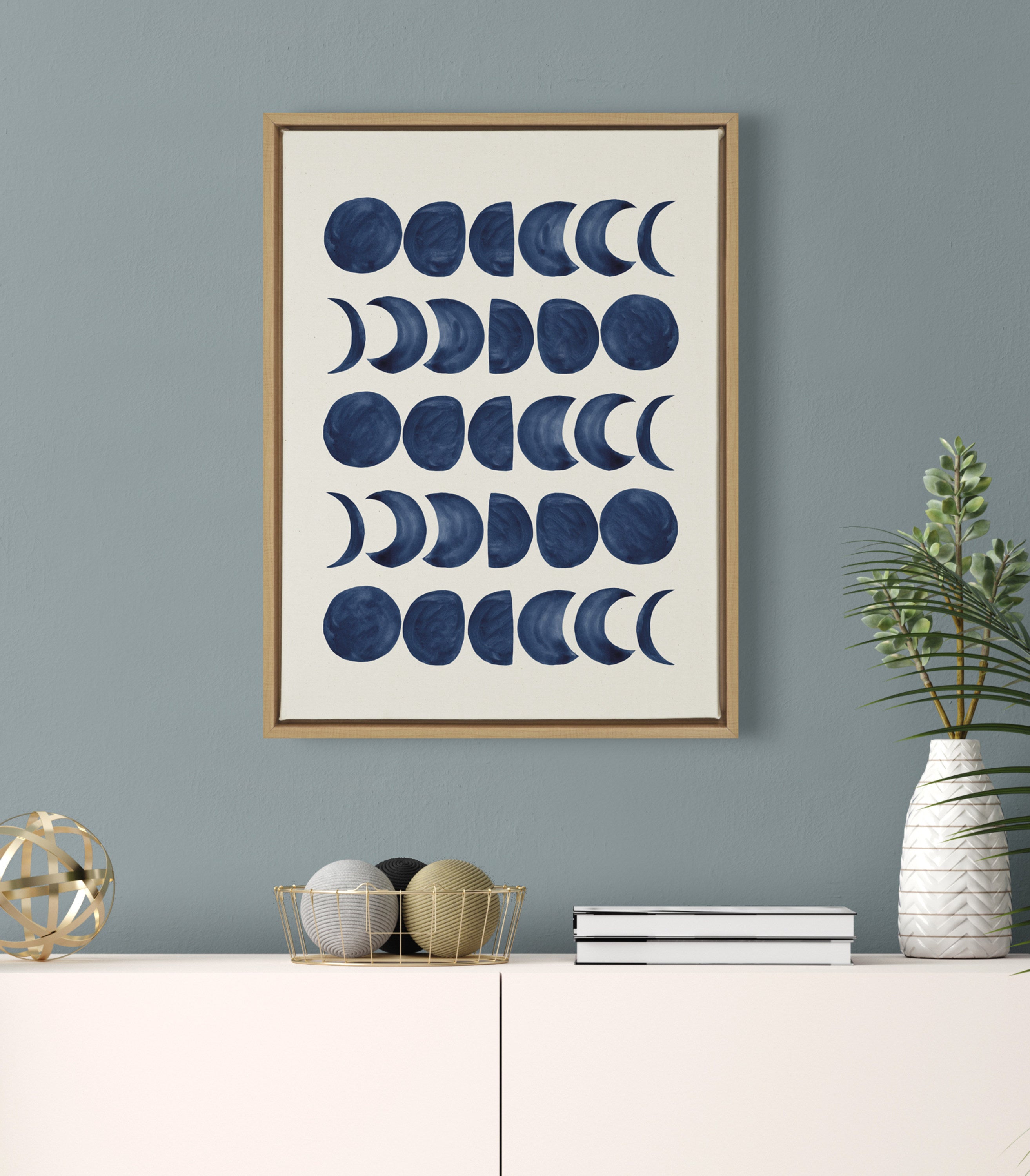 Sylvie Moon Phases Framed Canvas by kateandlaurel - product image 4 for Resin Society