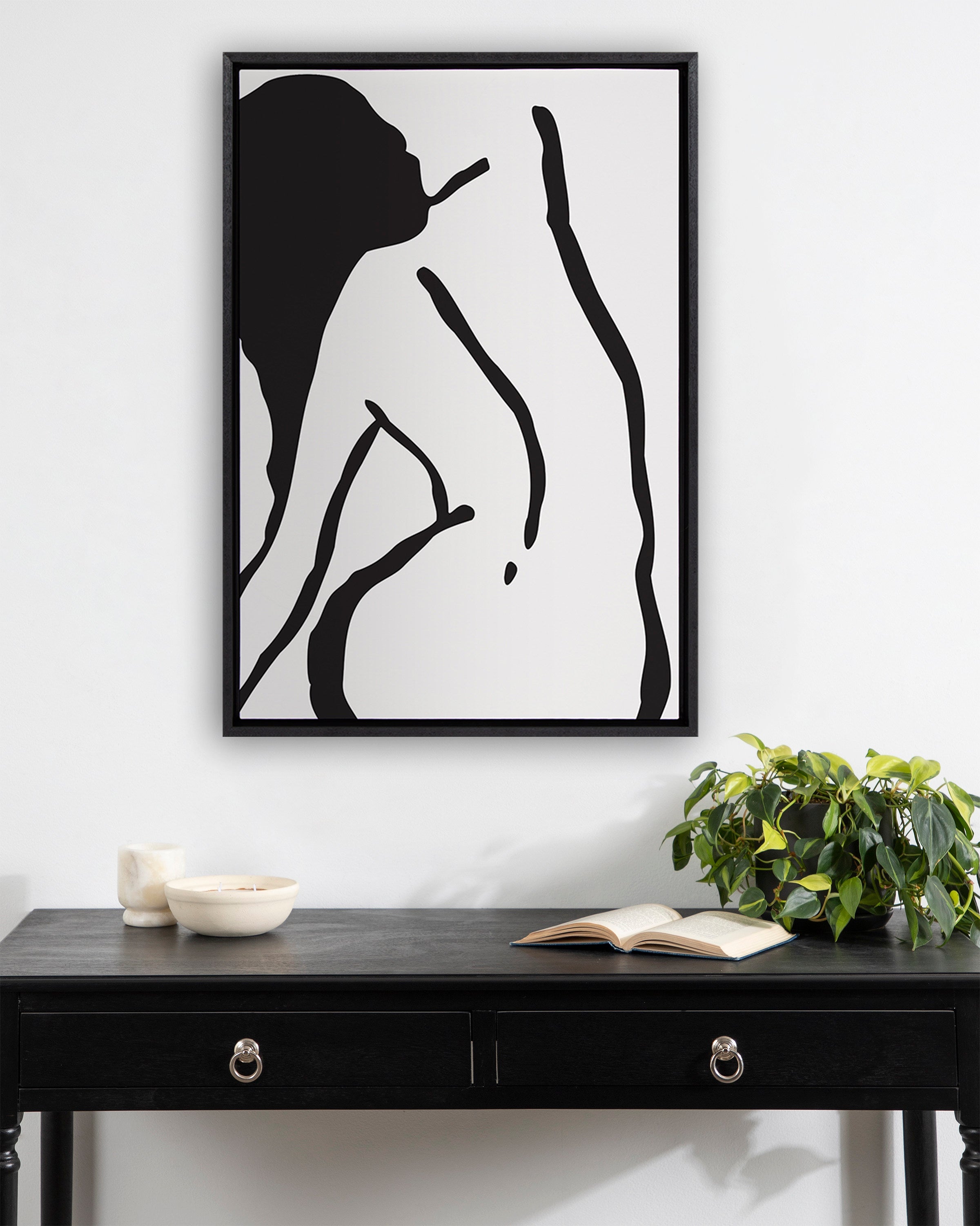 Sylvie Timeless Feminine Figural Drawing 2 Black and White Framed Canvas by kateandlaurel - product image 4 for Resin Society