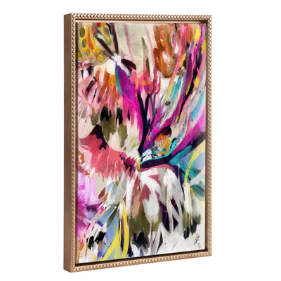 Sylvie Beaded Amaze Framed Canvas showing vibrant abstract colors in a gold vintage beaded frame