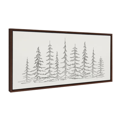 Sylvie Minimalist Evergreen Trees Sketch Framed Canvas