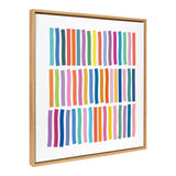 Sylvie Whimsical Lines framed canvas showing colorful abstract lines in a modern frame on a wall