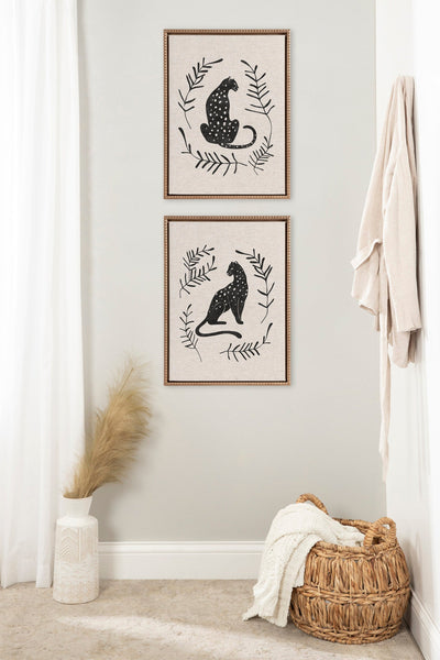 Sylvie Beaded Jungle Black and Jungle Black 2 Neutral Linen Bright Framed Canvas Art Set by Alexander Ginzburg