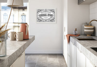 Sylvie General Store Family BW Framed Canvas by Border Bloom