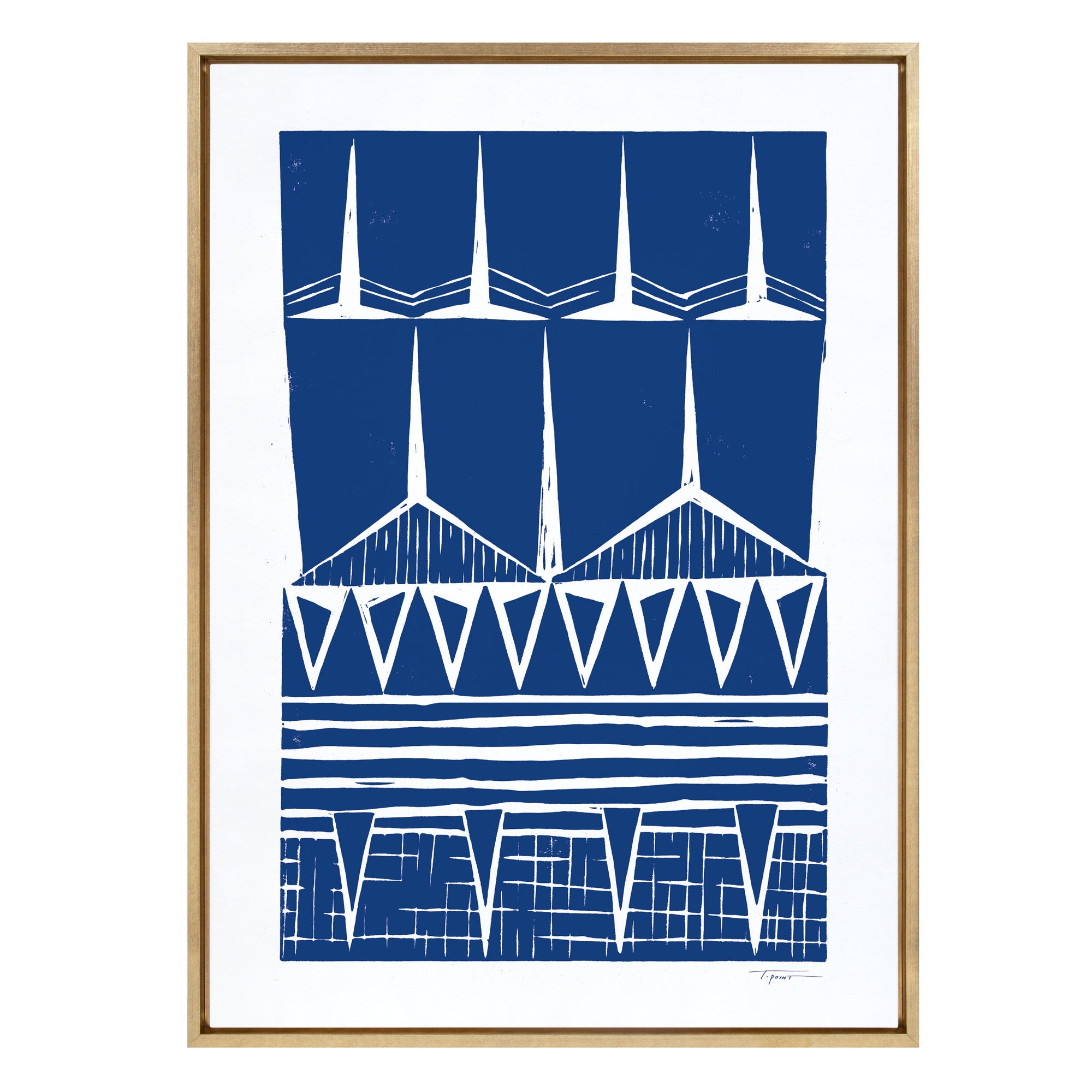 Sylvie Modern Tribal Block Print Indigo Framed Canvas by kateandlaurel - product image 8 for Resin Society