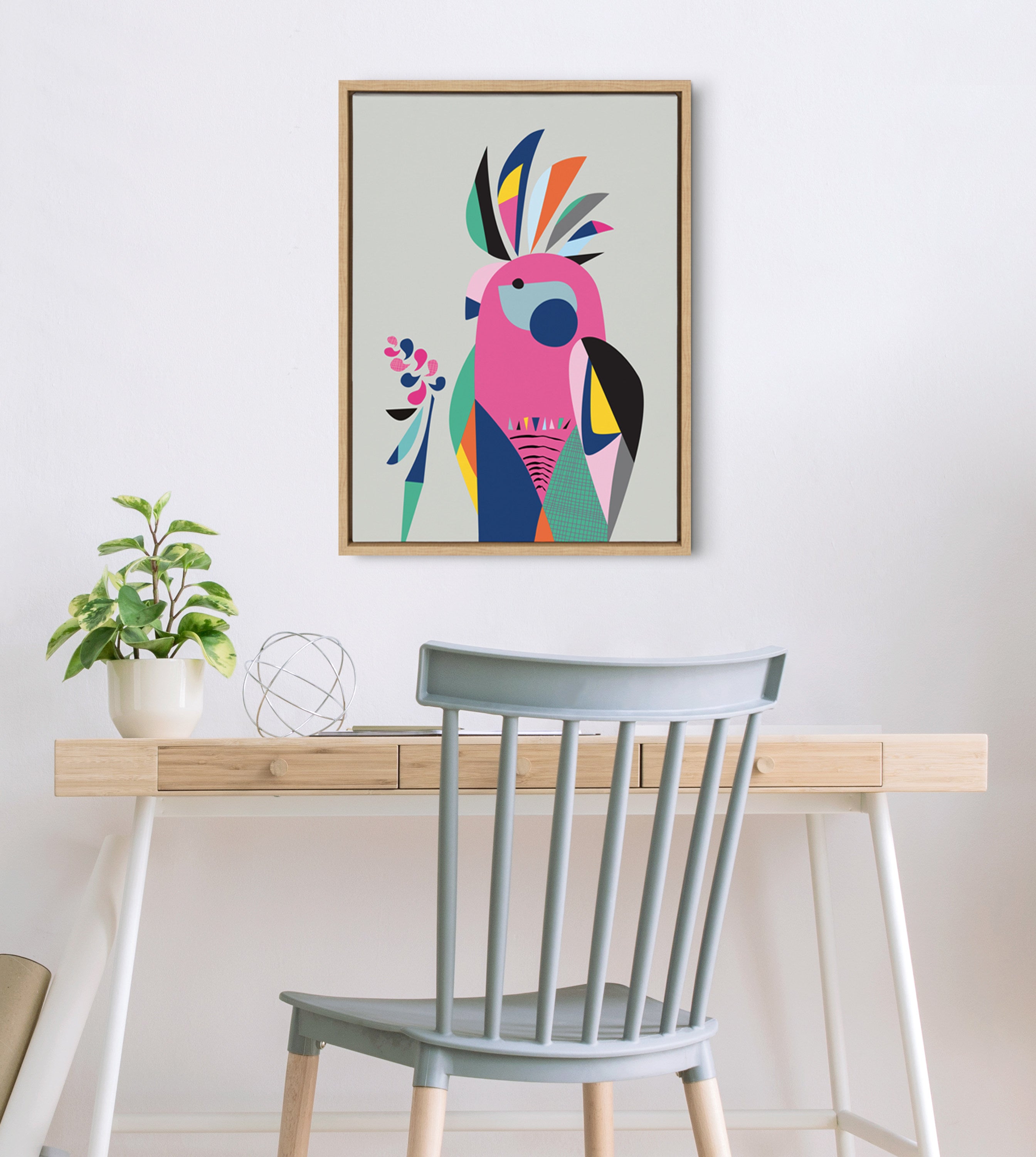 Sylvie Galah Framed Canvas by kateandlaurel - product image 4 for Resin Society