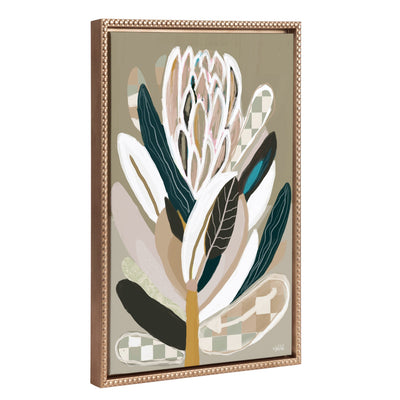 Sylvie Beaded Sage Protea Framed Canvas by Inkheart Designs