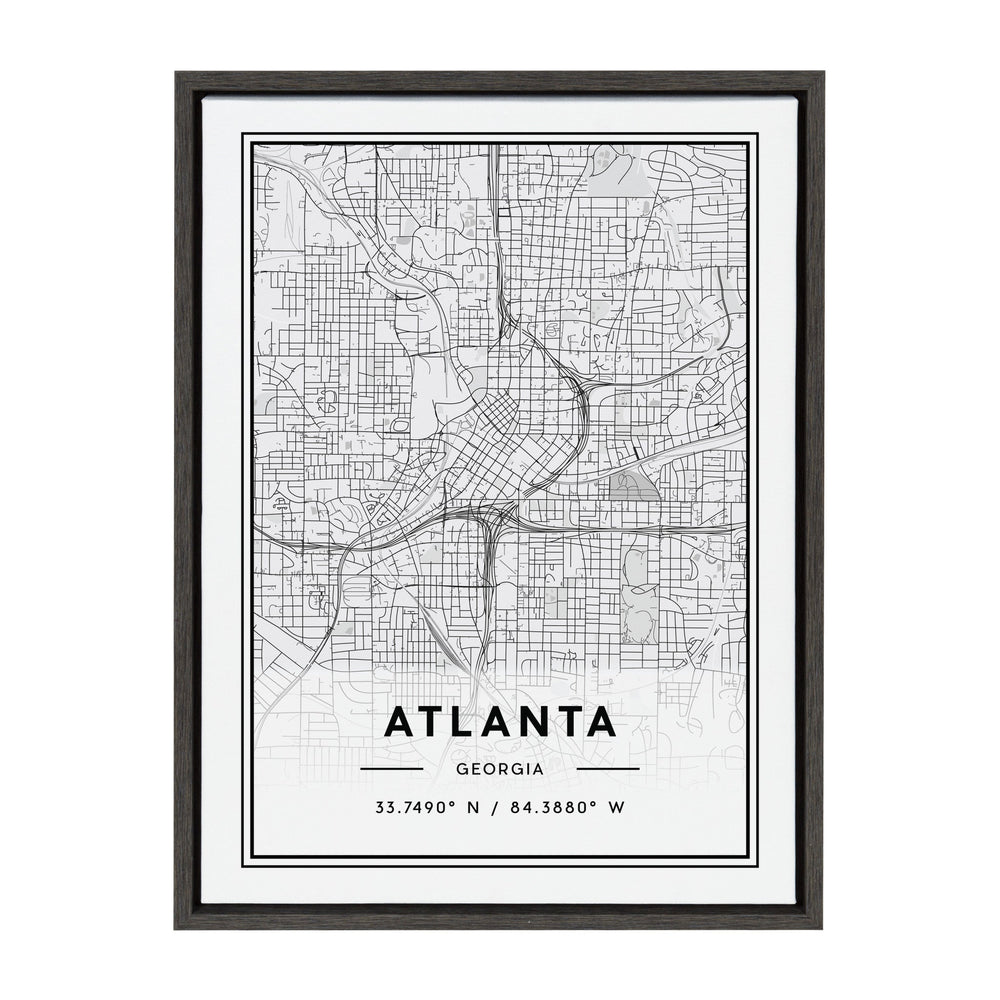Sylvie Atlanta Modern Map Framed Canvas by kateandlaurel - main product image for Resin Society